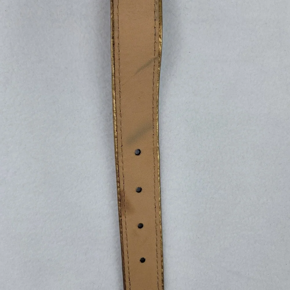 Michael Kors Womens Medium Brown Suede Gold Metallic Leather Belt Vintage 2002